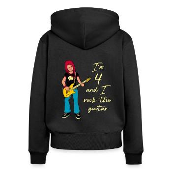 I’m 4 - Guitariste - Sweat à capuche zippé Premium bio Femme - noir - Dos - Julia (174cm)