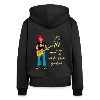 I'm 14 - Girl Guitarist - Women's Premium Organic Zip Hoodie - black - Back - Julia (174cm)