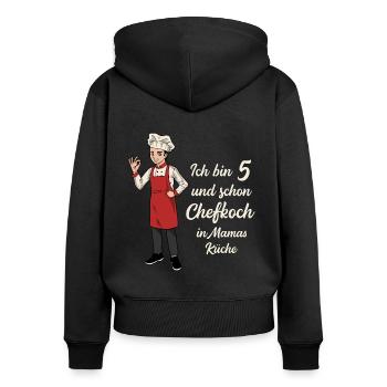 Ich bin 5 - Jungen Koch - Frauen Premium Bio Zip Hoodie - Schwarz - Hinten - Julia (174cm)