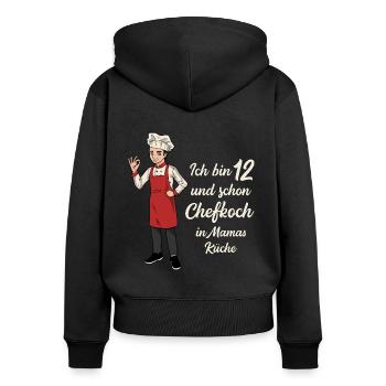 Ich bin 12 - Jungen Koch - Frauen Premium Bio Zip Hoodie - Schwarz - Hinten - Julia (174cm)