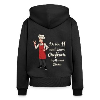 Ich bin 11 - Jungen Koch - Frauen Premium Bio Zip Hoodie - Schwarz - Hinten - Julia (174cm)