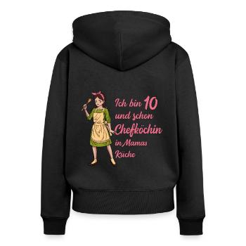 Ich bin 10 - Mädchen Koch - Frauen Premium Bio Zip Hoodie - Schwarz - Hinten - Julia (174cm)