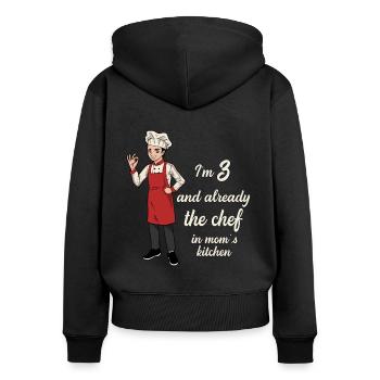 Ich bin 3 - Jungen Koch - Frauen Premium Bio Zip Hoodie - Schwarz - Hinten - Julia (174cm)