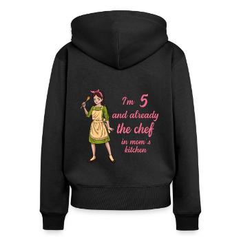 Ich bin 5 - Mädchen Koch - Frauen Premium Bio Zip Hoodie - Schwarz - Hinten - Julia (174cm)