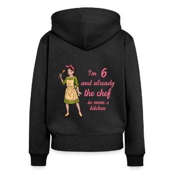 Ich bin 6 - Mädchen Koch - Frauen Premium Bio Zip Hoodie - Schwarz - Hinten - Julia (174cm)