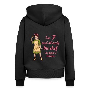 Ich bin 7 - Mädchen Koch - Frauen Premium Bio Zip Hoodie - Schwarz - Hinten - Julia (174cm)