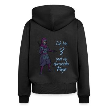Ich bin 3 - Jungen Ninja - Frauen Premium Bio Zip Hoodie - Schwarz - Hinten - Julia (174cm)