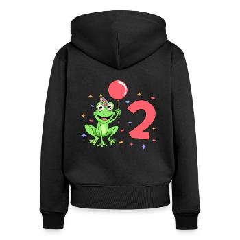 With frog - children's birthday 2 years - Women's Premium Organic Zip Hoodie - black - Back - Julia (174cm)