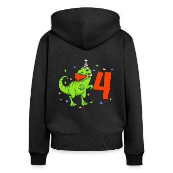 Mit TREX - Jungs Geburtstag 4 Jahre - Frauen Premium Bio Zip Hoodie - Schwarz - Hinten - Julia (174cm)