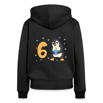 Mit Pinguin - Kinder Geburtstag 6 Jahre - Frauen Premium Bio Zip Hoodie - Schwarz - Hinten - Julia (174cm)
