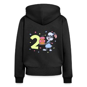 Mit Hase - Mädchen Geburtstag 2 Jahre - Frauen Premium Bio Zip Hoodie - Schwarz - Hinten - Julia (174cm)