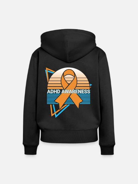 Adhd Awareness Retro - Frauen Premium Bio Zip Hoodie - Schwarz