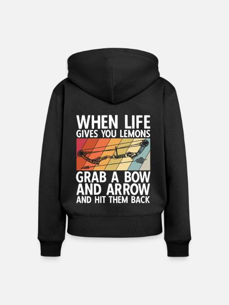 Bogenschießen Archery - Frauen Premium Bio Zip Hoodie - Schwarz