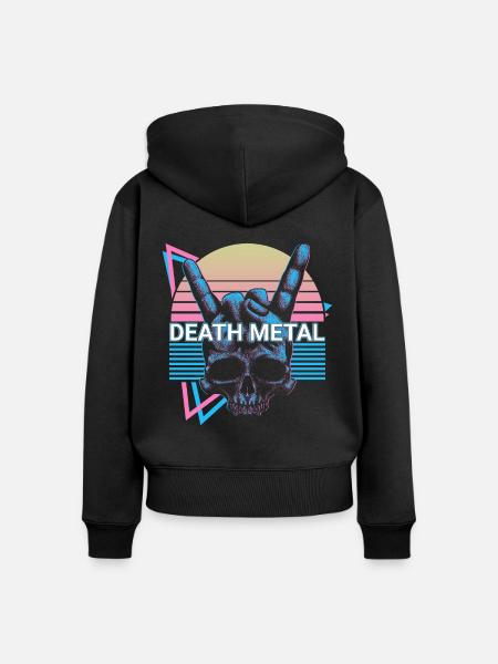 Death Metal Retro - Frauen Premium Bio Zip Hoodie - Schwarz