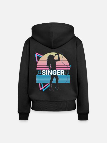 Sängerin Gesang Retro - Frauen Premium Bio Zip Hoodie - Schwarz