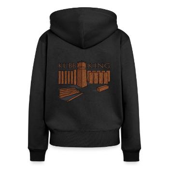 Wikingerschach - KUBB - Frauen Premium Bio Zip Hoodie - Schwarz - Hinten - Julia (174cm)