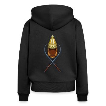 Épées et casque daces - Sweat à capuche zippé Premium bio Femme - noir - Dos - Julia (174cm)