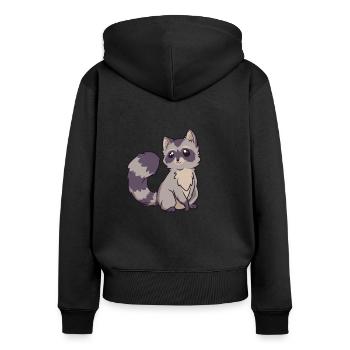 Kawaii Waschbär - Frauen Premium Bio Zip Hoodie - Schwarz - Hinten - Julia (174cm)