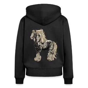 Zeichnung eines anmutigen Tinker - Frauen Premium Bio Zip Hoodie - Schwarz - Hinten - Julia (174cm)