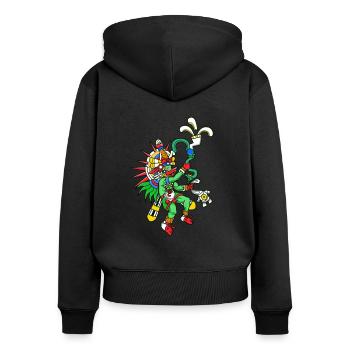 Aztekischer Gott des Windes - Quetzalcoatl - Frauen Premium Bio Zip Hoodie - Schwarz - Hinten - Julia (174cm)