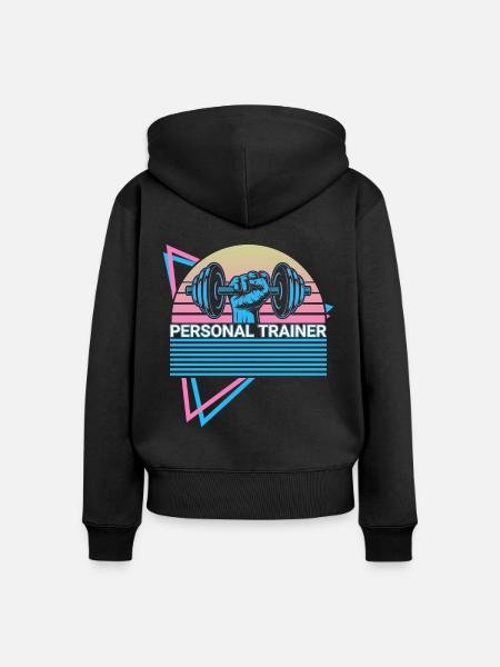 Personal Trainer Retro - Frauen Premium Bio Zip Hoodie - Schwarz