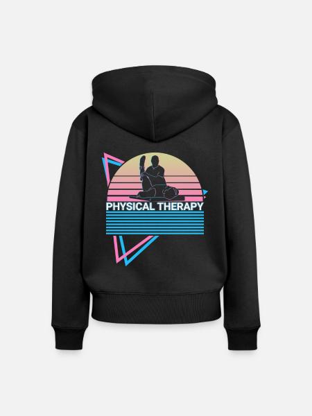 Physiotherapie Retro - Frauen Premium Bio Zip Hoodie - Schwarz