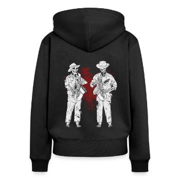 Saxophon Geschenk Männer Big Band Musik Saxophon - Frauen Premium Bio Zip Hoodie - Schwarz - Hinten - Julia (174cm)