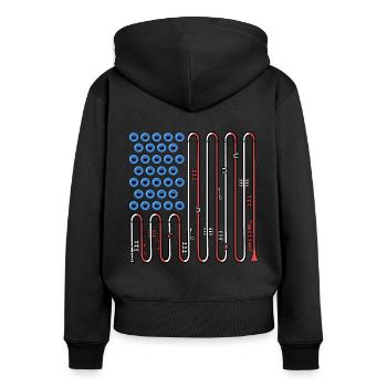 Trumpete USA Flagge Musik Big Band 4th Of July - Frauen Premium Bio Zip Hoodie - Schwarz - Hinten - Julia (174cm)