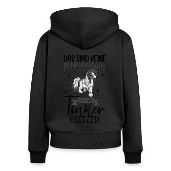 Tinker Glitzer - Das sind keine Pferdehaare - Frauen Premium Bio Zip Hoodie - Schwarz - Hinten - Julia (174cm)