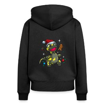 Salamandre de feu de Noël sucrée - Sweat à capuche zippé Premium bio Femme - noir - Dos - Julia (174cm)