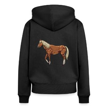 Drawing of a Haflinger - Women's Premium Organic Zip Hoodie - black - Back - Julia (174cm)