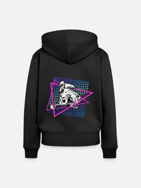 Retrowave Schneemobil - Frauen Premium Bio Zip Hoodie - Schwarz