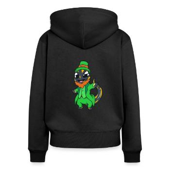 Leprechaun amphibien - Salamandre de feu de St Patrick - Sweat à capuche zippé Premium bio Femme - noir - Dos - Julia (174cm)