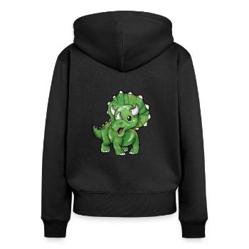 Kawaii Triceratops - Frauen Premium Bio Zip Hoodie - Schwarz - Hinten - Julia (174cm)