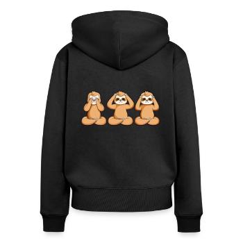 Dreimal Faultier beim Reiki - Frauen Premium Bio Zip Hoodie - Schwarz - Hinten - Julia (174cm)