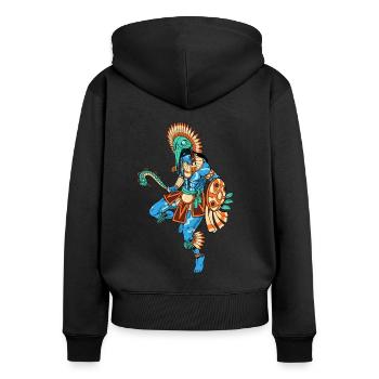 Le dieu aztèque de la guerre - Huitzilopochtli - Sweat à capuche zippé Premium bio Femme - noir - Dos - Julia (174cm)