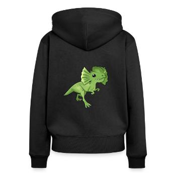 Dessin animé Dilophosaurus - Sweat à capuche zippé Premium bio Femme - noir - Dos - Julia (174cm)