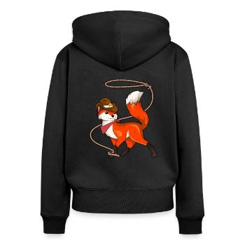 Cartoon Cowboy Fuchs - Frauen Premium Bio Zip Hoodie - Schwarz - Hinten - Julia (174cm)