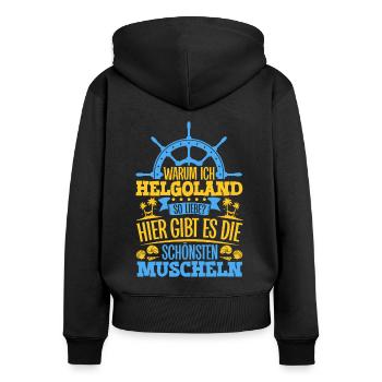Schöne Muscheln - Warum ich Helgoland so liebe - Frauen Premium Bio Zip Hoodie - Schwarz - Hinten - Julia (174cm)