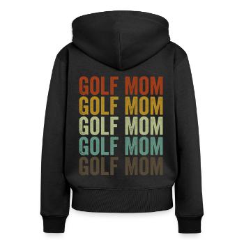 Golf Mama Golfspieler Mama - Frauen Premium Bio Zip Hoodie - Schwarz - Hinten - Julia (174cm)