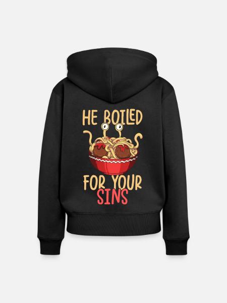 Das fliegende Spaghettimonster - Frauen Premium Bio Zip Hoodie - Schwarz