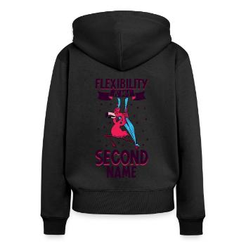 Flamingo beim Aerial Silks - Frauen Premium Bio Zip Hoodie - Schwarz - Hinten - Julia (174cm)
