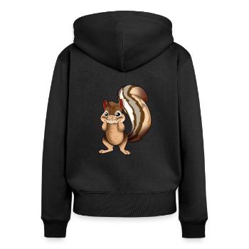 Cartoon Stripe Cheek Squirrel - Women's Premium Organic Zip Hoodie - black - Back - Julia (174cm)