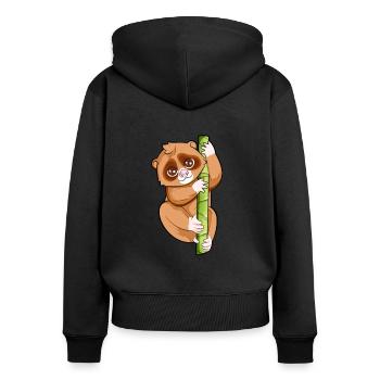 Kawaii Lori - Frauen Premium Bio Zip Hoodie - Schwarz - Hinten - Julia (174cm)