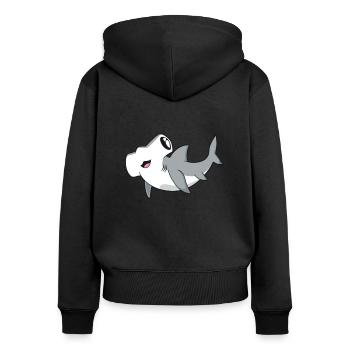 Requin-marteau kawaii - Sweat à capuche zippé Premium bio Femme - noir - Dos - Julia (174cm)