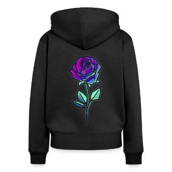 Cyber Aesthetic Rose Retro Futurism Vaporwave - Frauen Premium Bio Zip Hoodie - Schwarz - Hinten - Julia (174cm)