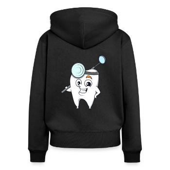 Cartoon Dentist Tooth - Women's Premium Organic Zip Hoodie - black - Back - Julia (174cm)