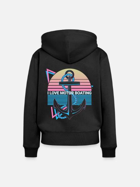 Bootfahren Retro - Frauen Premium Bio Zip Hoodie - Schwarz