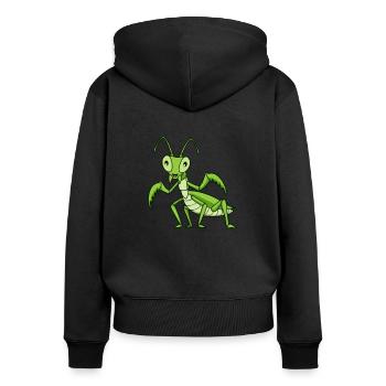 Kawaii praying mantis - Women's Premium Organic Zip Hoodie - black - Back - Julia (174cm)