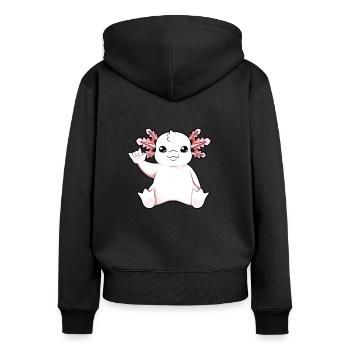 Cartoon Axolotl montre Je t’aime - Sweat à capuche zippé Premium bio Femme - noir - Dos - Julia (174cm)